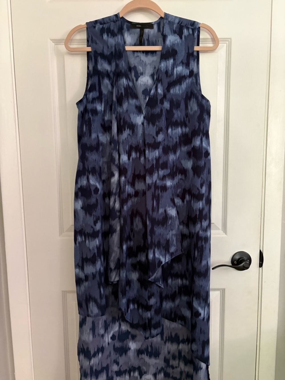 BCBGMaxAzria Navy and Light Blue High-Low Dress